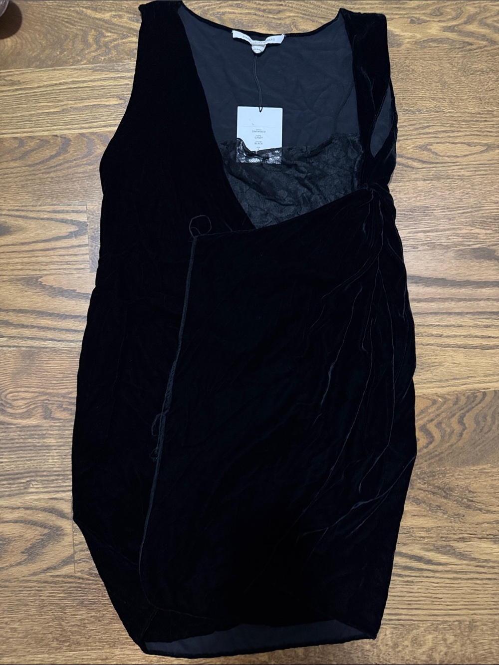 Diane Von Furstenberg Black Velvet Wrap Mini Dress
